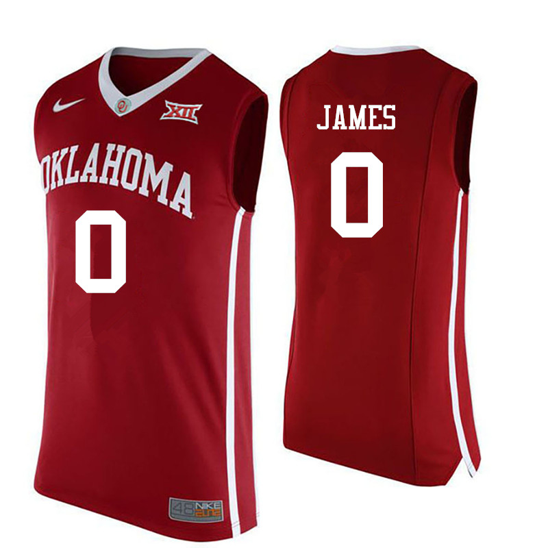 Oklahoma Sooners #0 Christian James College Basketball Jerseys-Red
